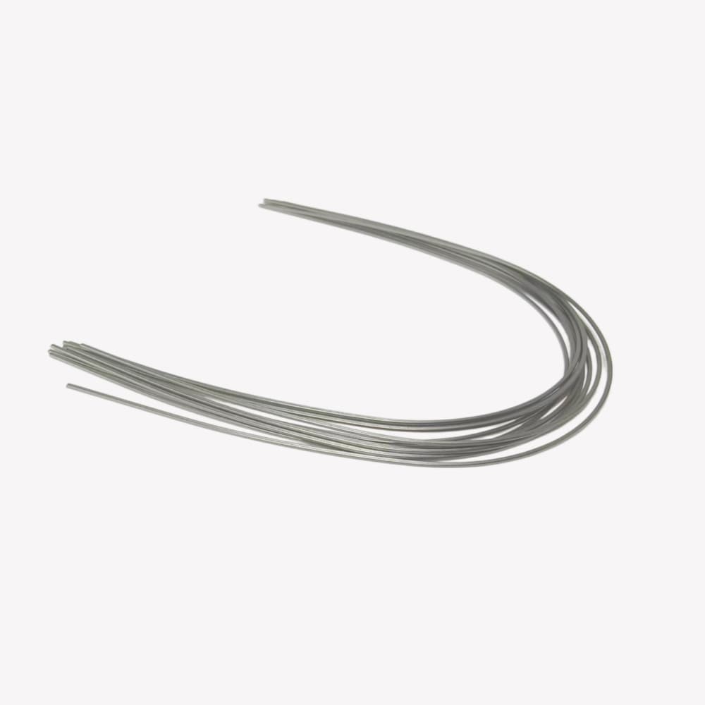 Silver-gray superelastic nickel-titanium orthodontic archwires in multiple sizes