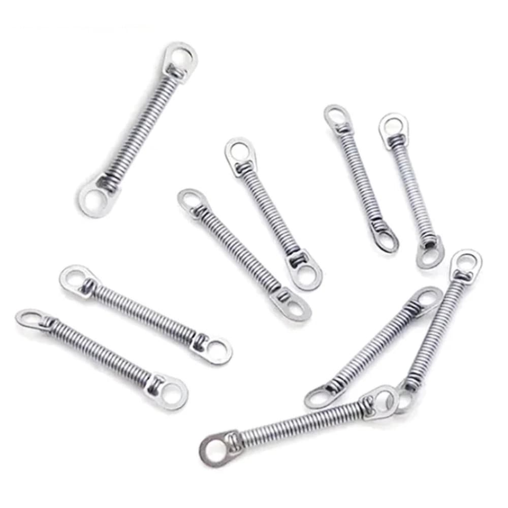 Silver NiTi closed coil springs with round eyelets at both ends