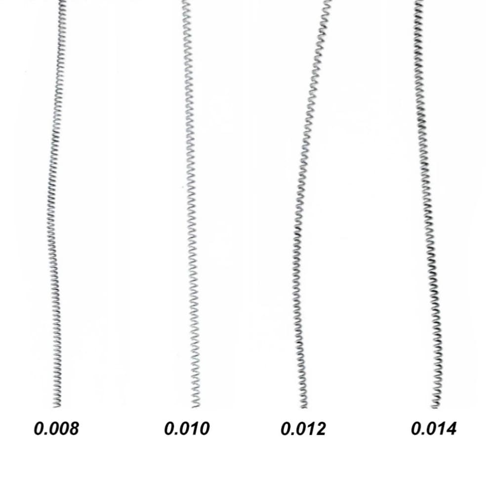NiTi open coil spring wire diameter options in 0.008, 0.010, 0.012 and 0.014 inch