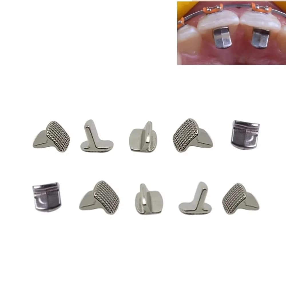 Side views of orthodontic bite turbos with inclined bite surfaces