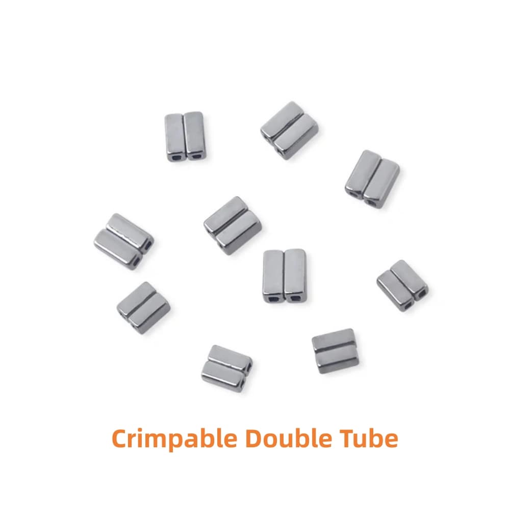 Orthodontic crimpable double tubes with two parallel channels
