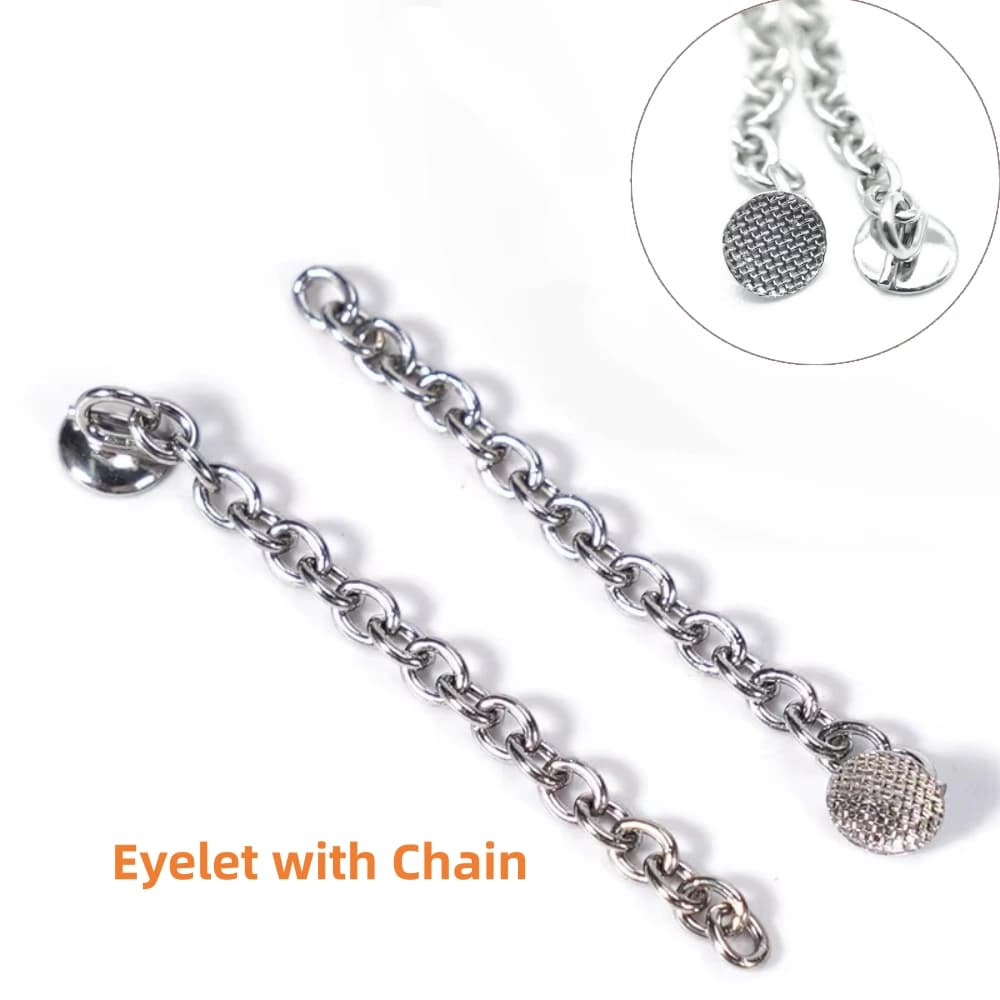 Stainless steel orthodontic bondable eyelets with 23 mm traction chains