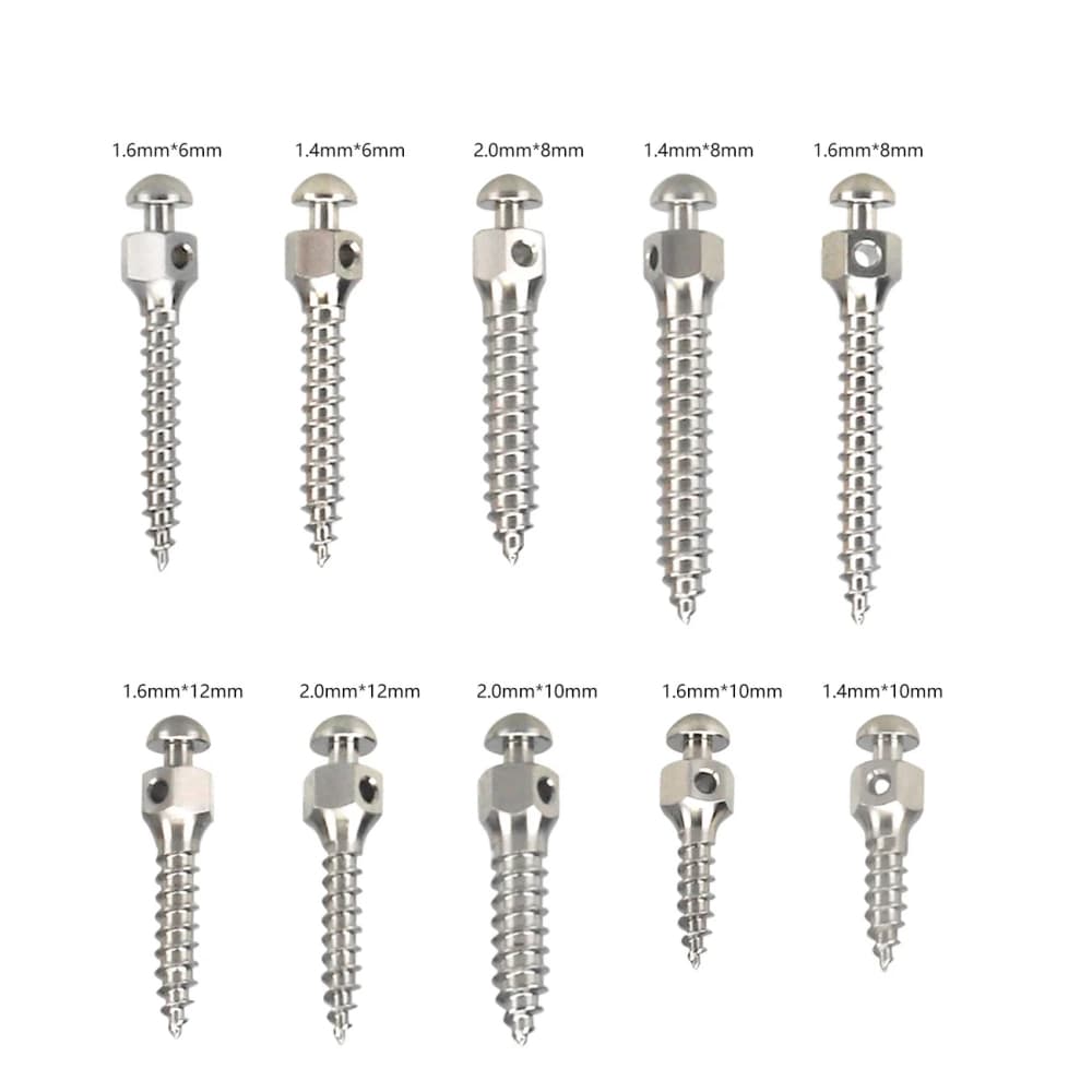 Titanium alloy orthodontic mini screws in multiple diameter and length options