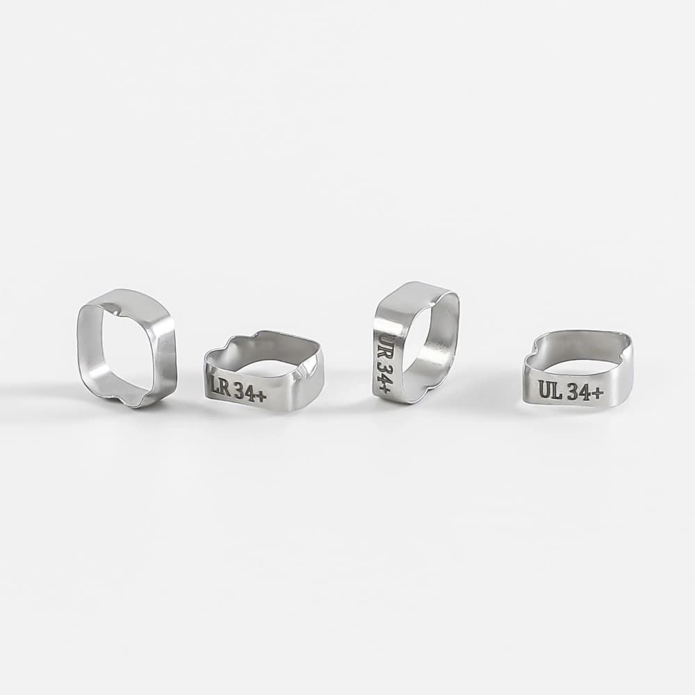 Polished plain orthodontic molar bands for first and second molars