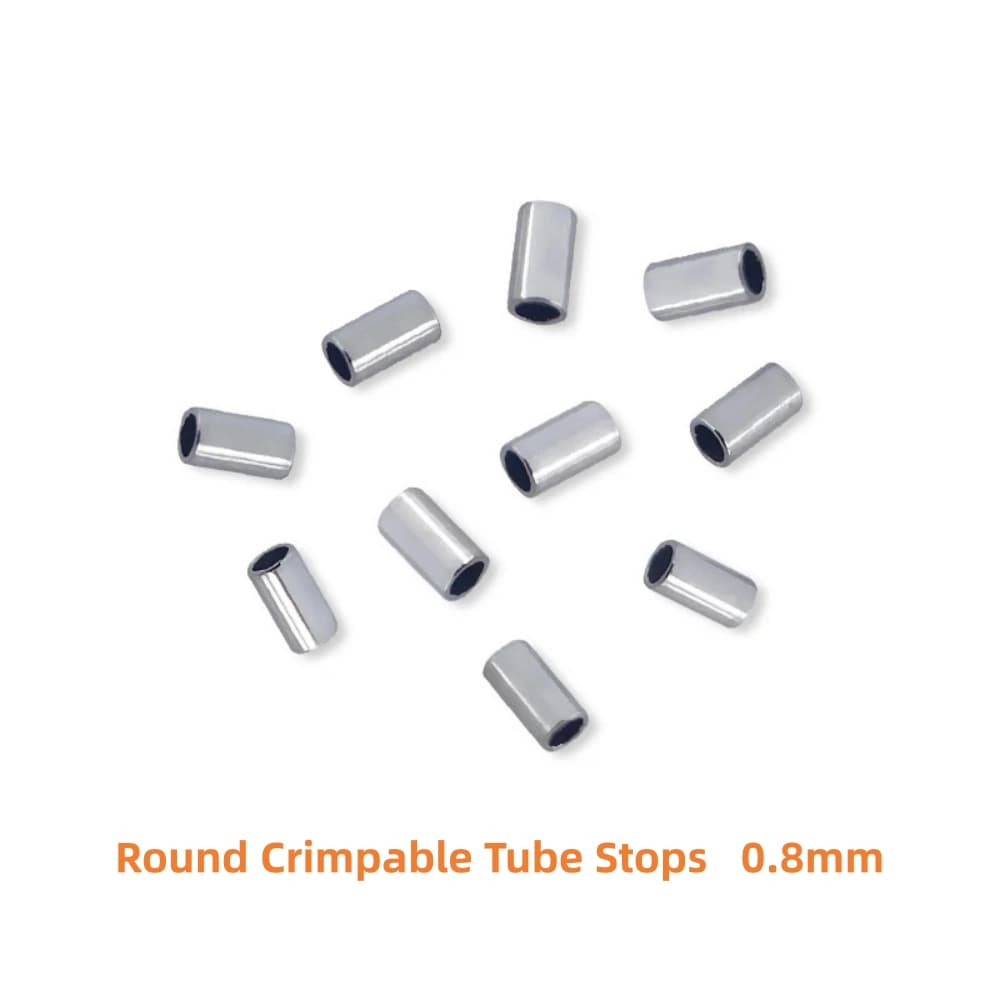 Round 0.8 mm crimpable tube stops for orthodontic square wires